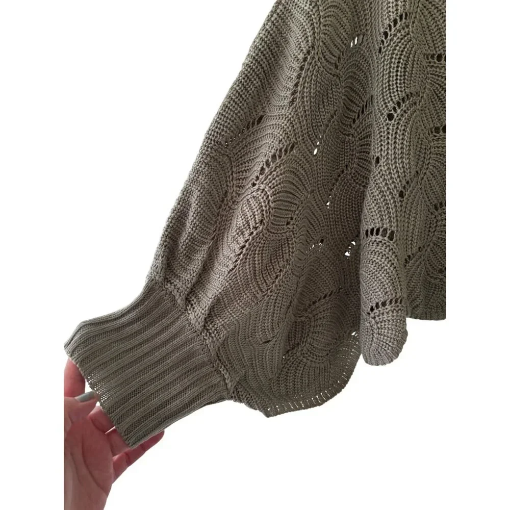 Anthropologie Moon Madison Green Scalloped Knit Flowy Sweater - Picture 10 of 13